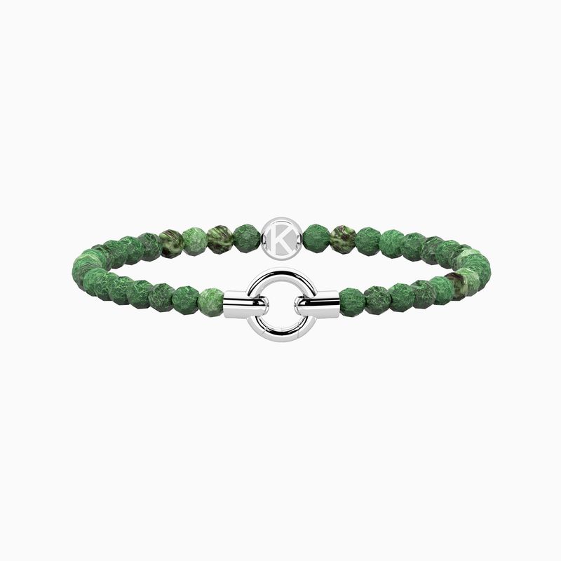 Bracciale elastico componibile con agata verde striata Kidult