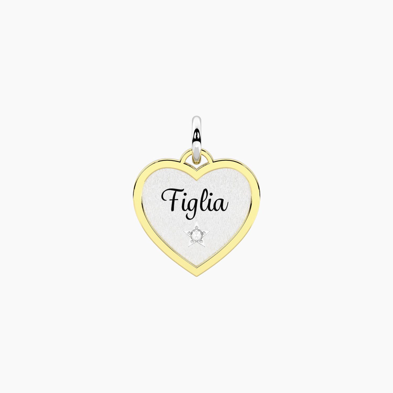 Ciondolo cuore con scritta figlia e cristallo Kidult
