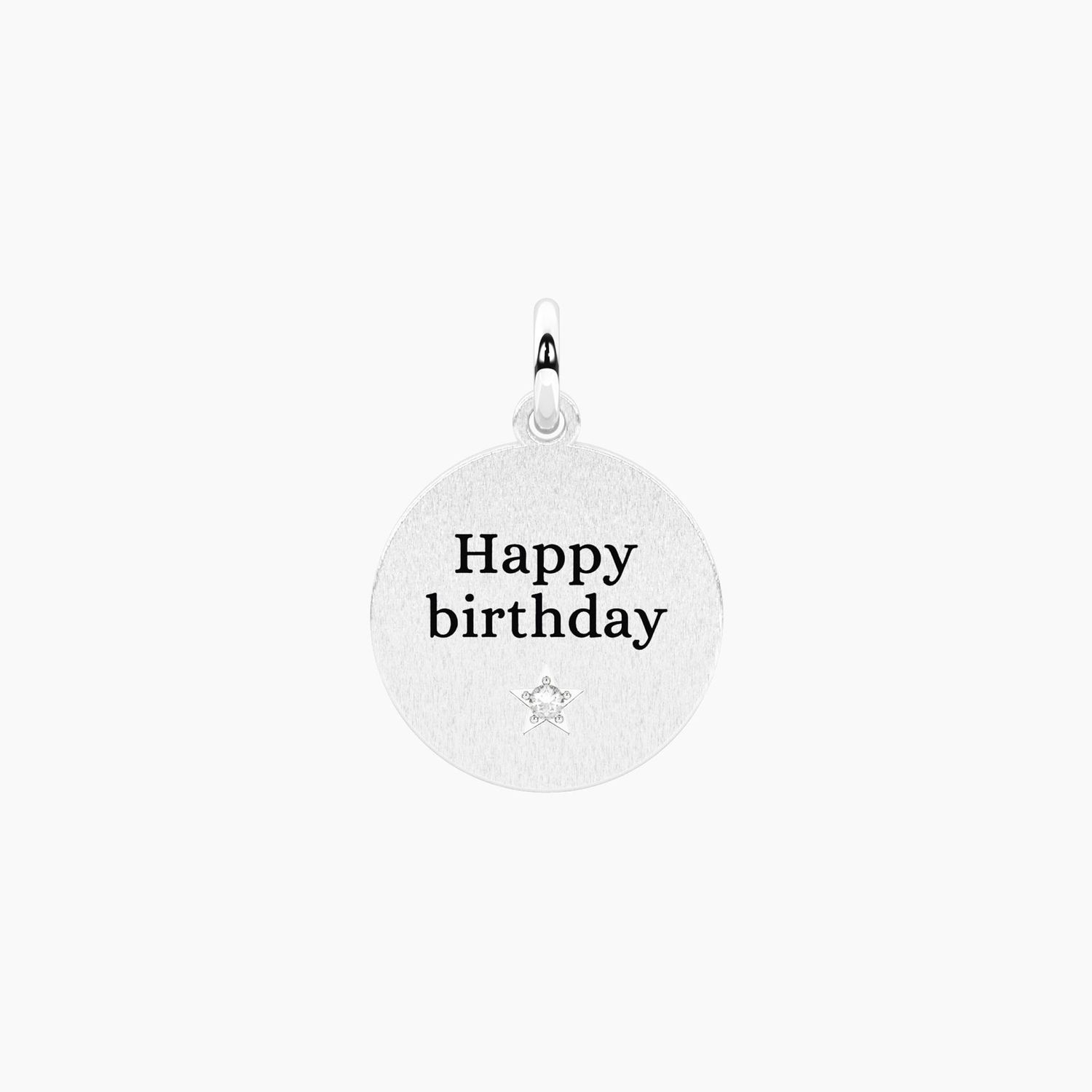 Ciondolo tondo happy birthday con cristallo Kidult