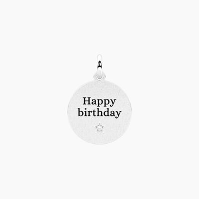 Ciondolo tondo happy birthday con cristallo Kidult