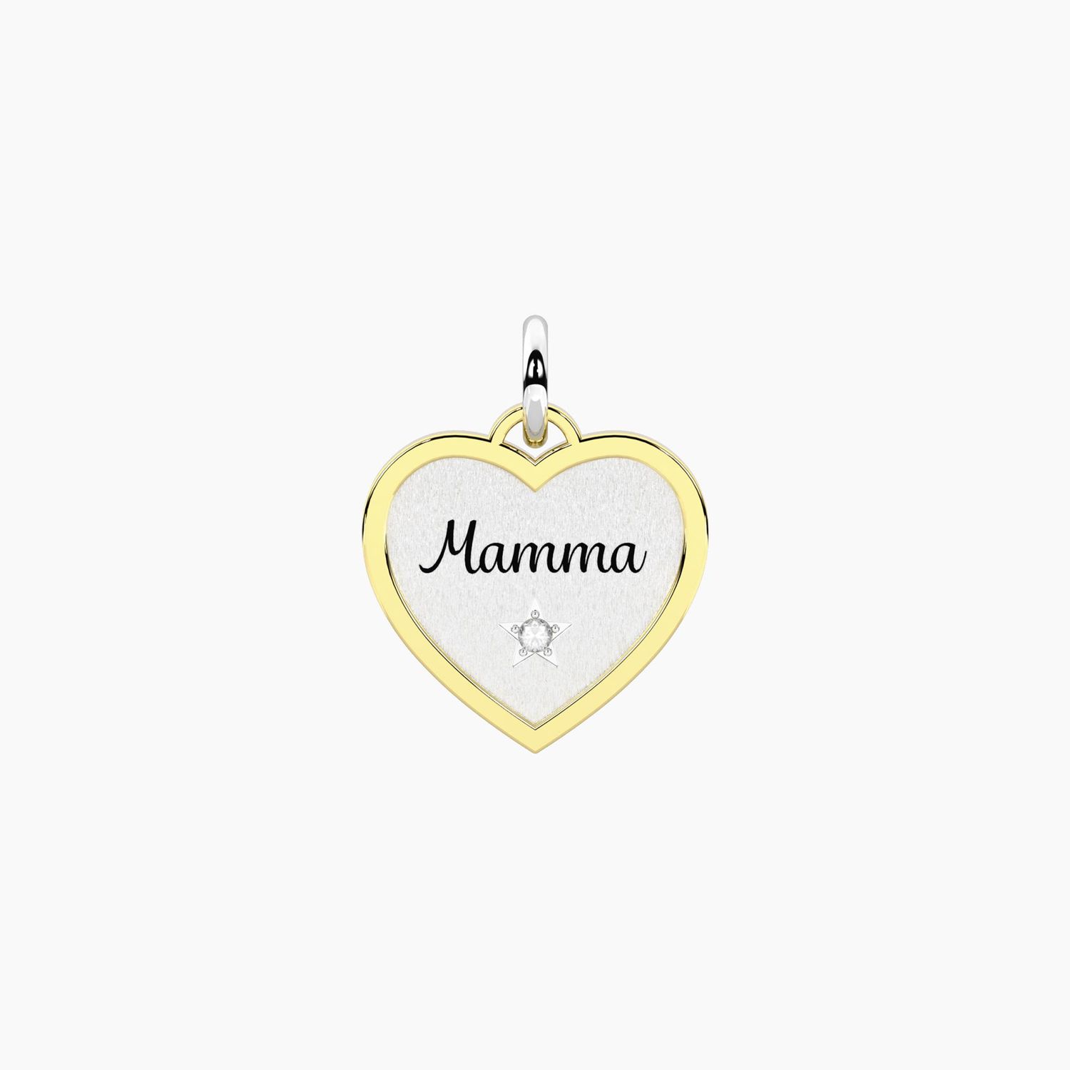 Ciondolo cuore con scritta mamma e cristallo Kidult