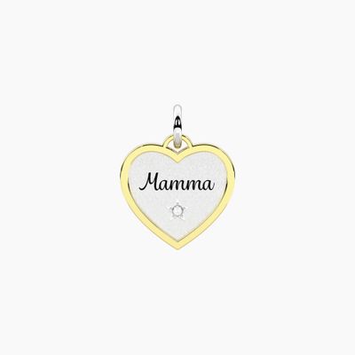 Ciondolo cuore con scritta mamma e cristallo Kidult