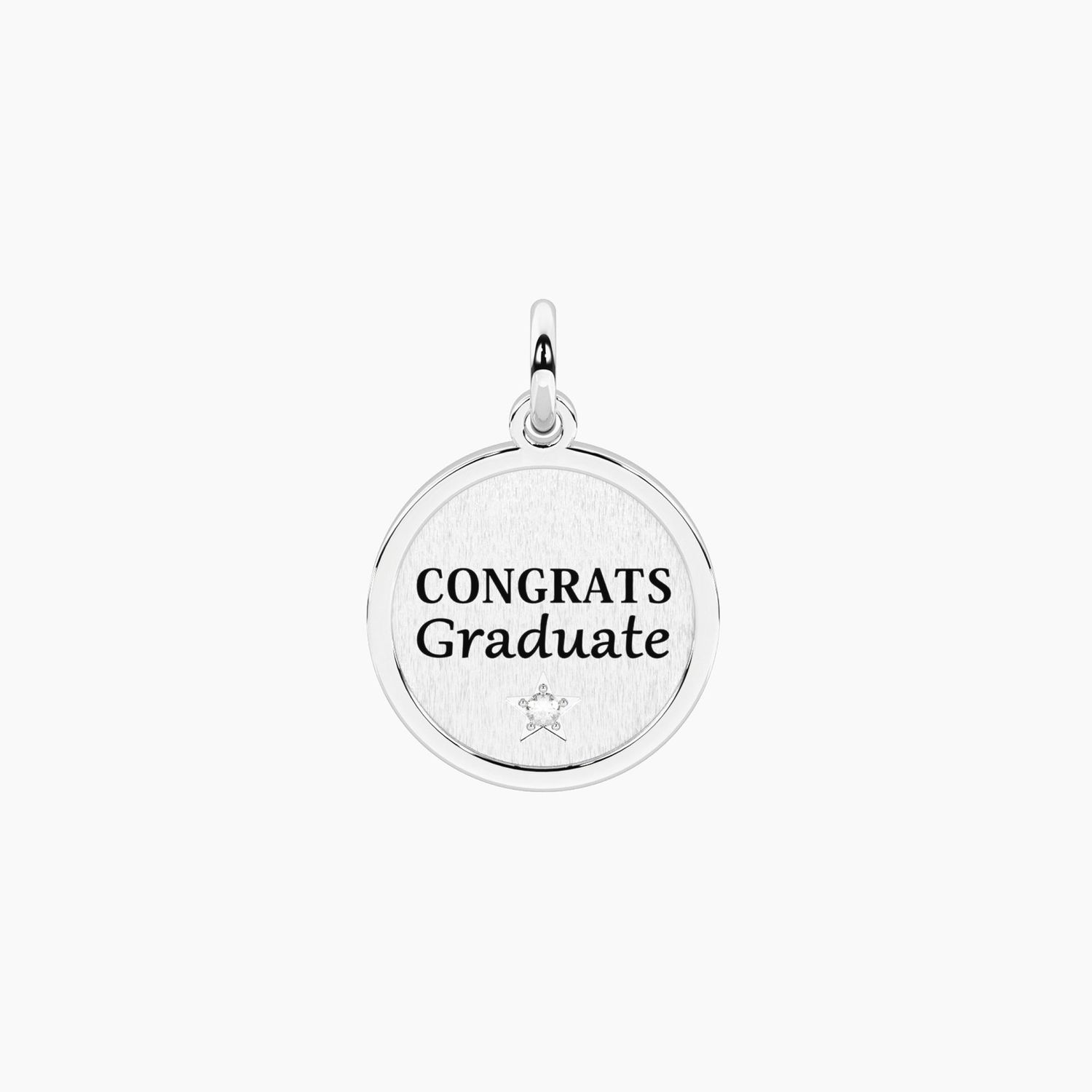 Ciondolo tondo con frase laurea e cristallo Kidult Ciondolo tondo con frase laurea e cristallo Kidult