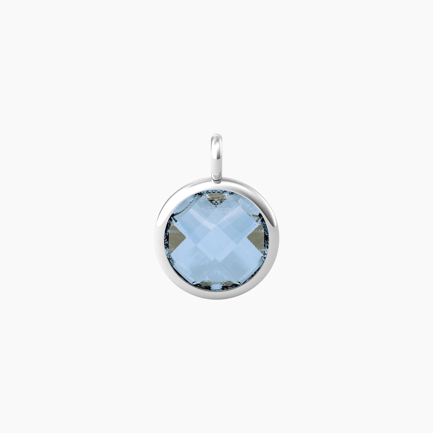 Ciondolo tondo con glass azzurro Kidult