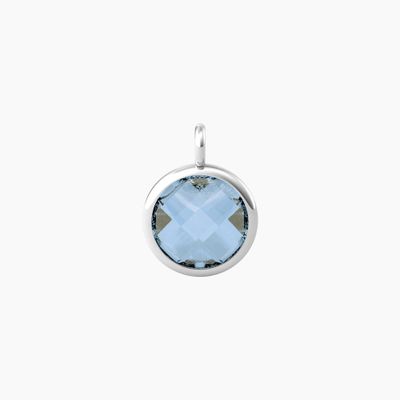Ciondolo tondo con glass azzurro Kidult