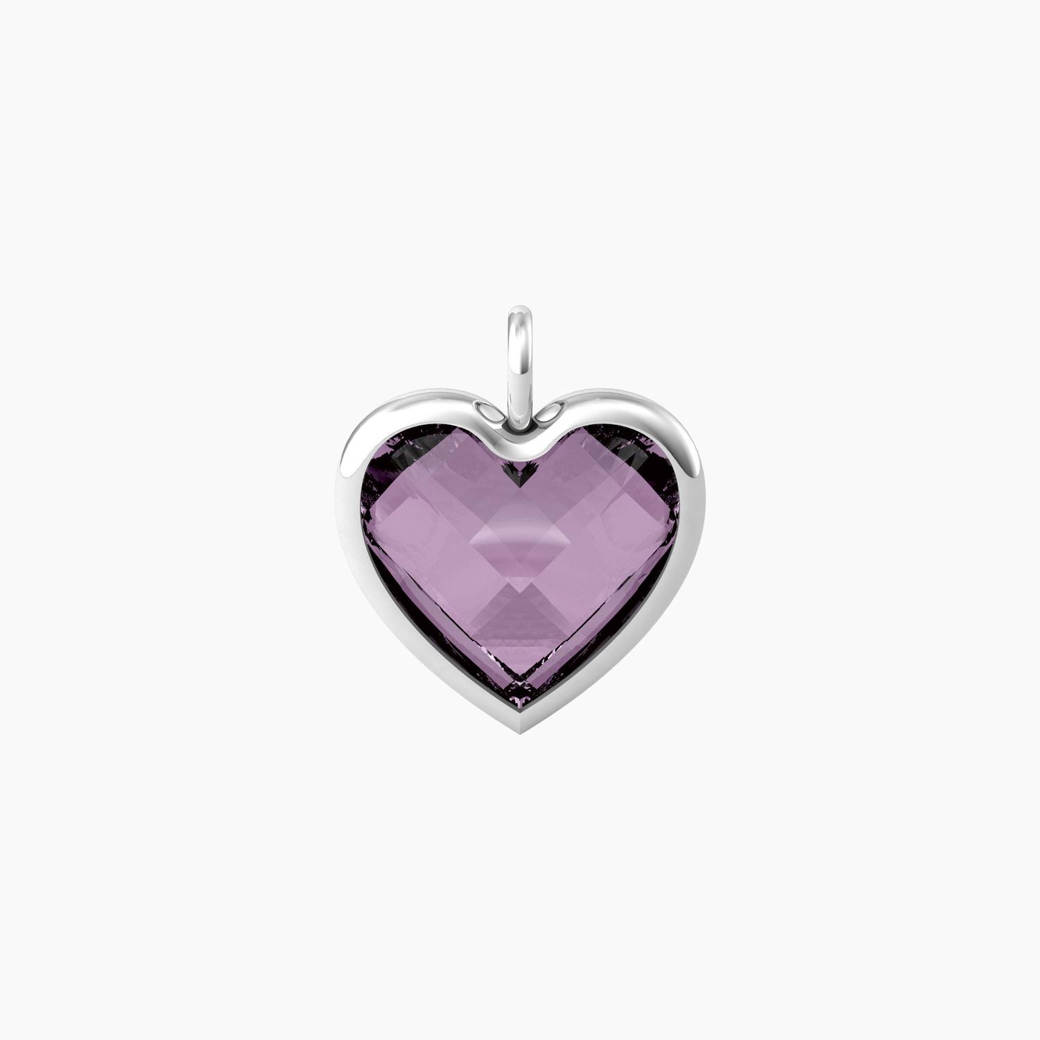 Ciondolo grande a cuore in glass viola Kidult