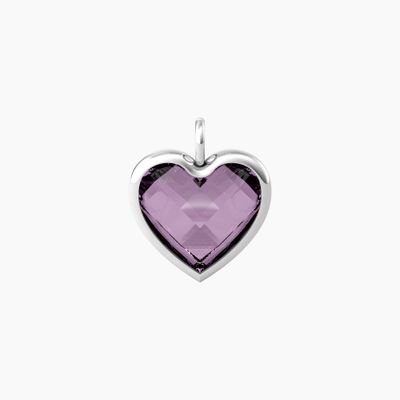 Ciondolo grande a cuore in glass viola Kidult