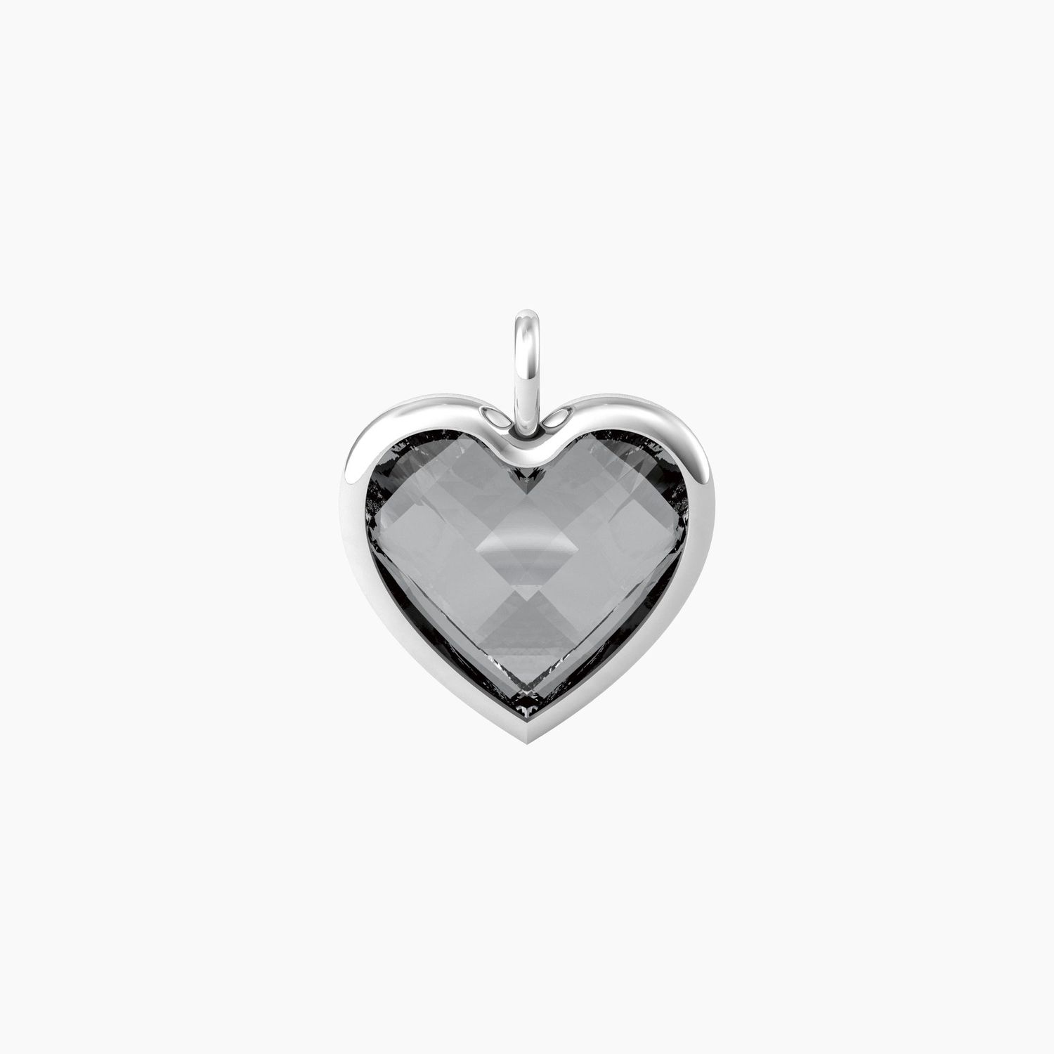Ciondolo grande a cuore in glass grigio Kidult