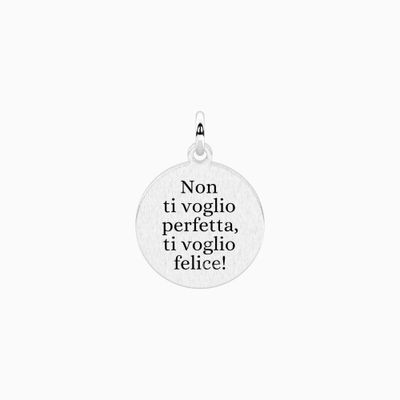 Ciondolo tondo con frase Kidult