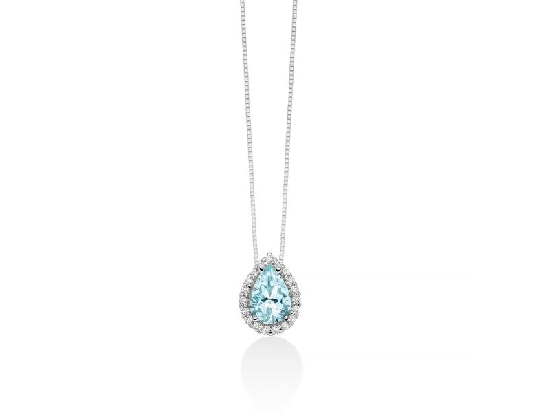 Collana AcquaMarina con Diamanti Miluna Collana AcquaMarina con Diamanti Miluna