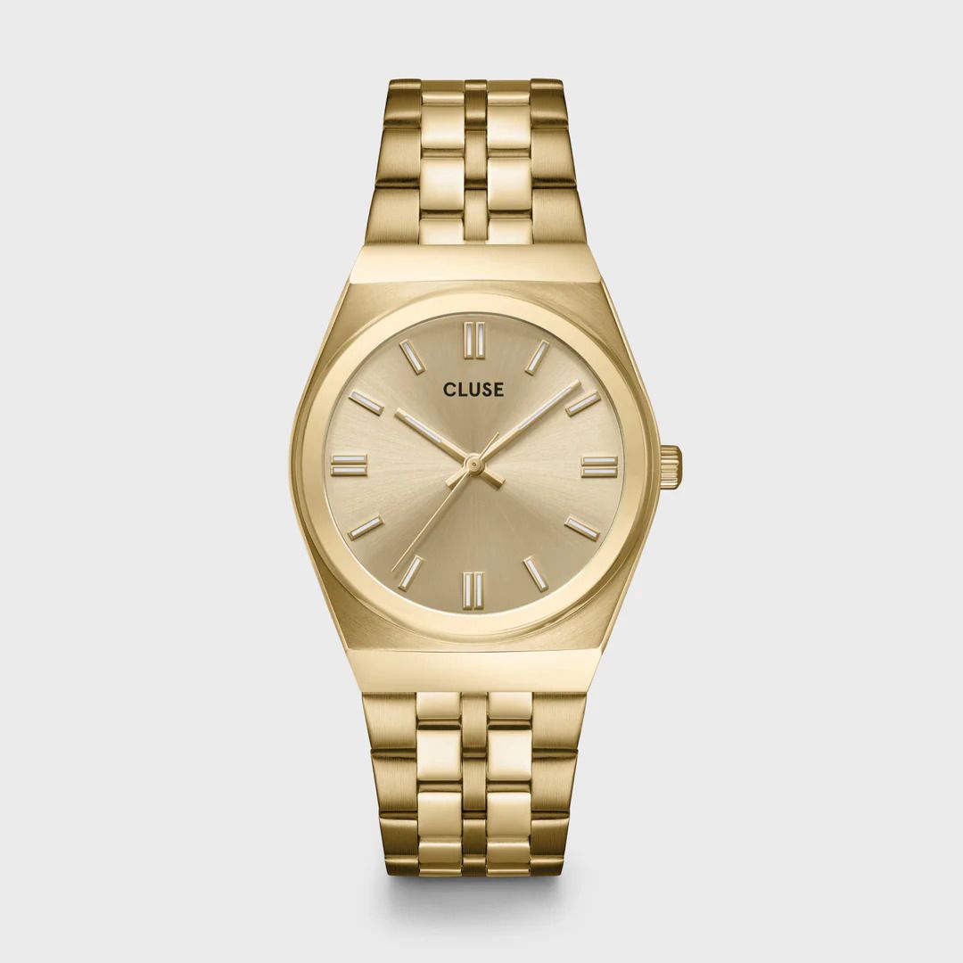 Orologio Cluse Donna Retro 70's Watch Steel, Light Blue, Golden Colour