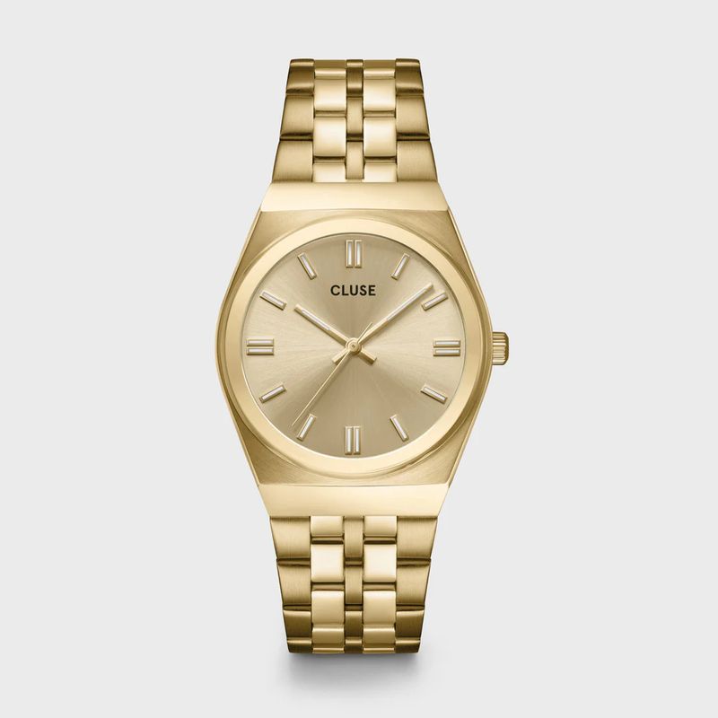 Orologio Cluse Donna Retro 70's Watch Steel, Light Blue, Golden Colour