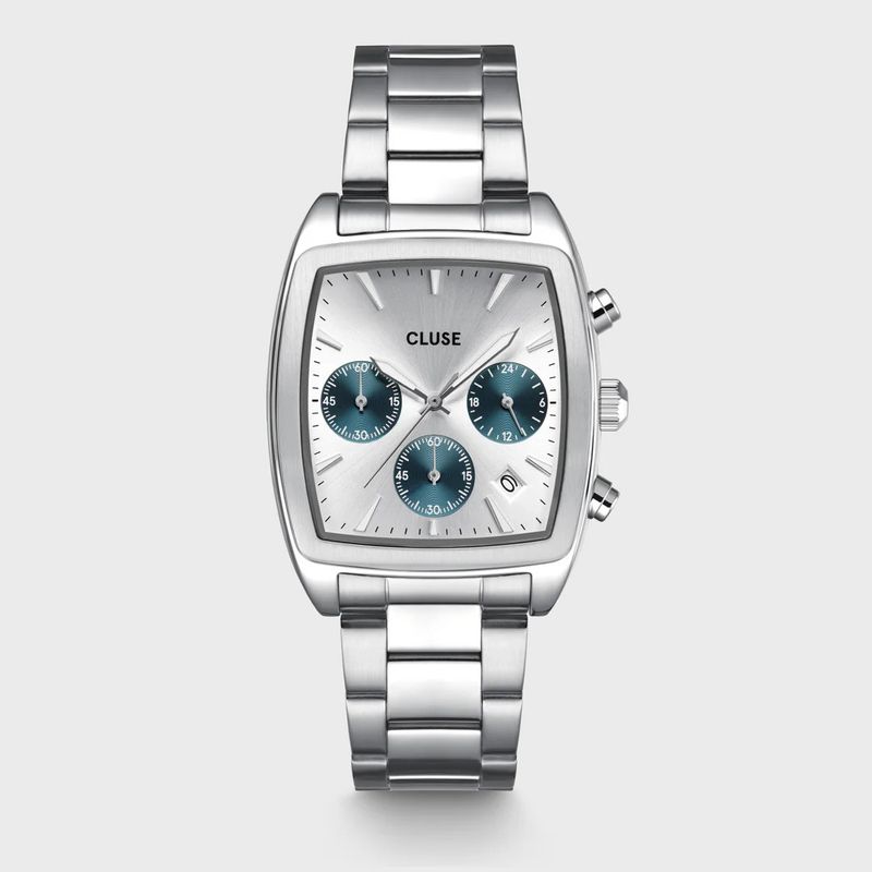 Orologio Cluse Uomo Quartaut Chrono Watch Steel, Blue, Silver Colour Orologio Cluse Uomo Quartaut Chrono Watch Steel, Blue, Silver Colour