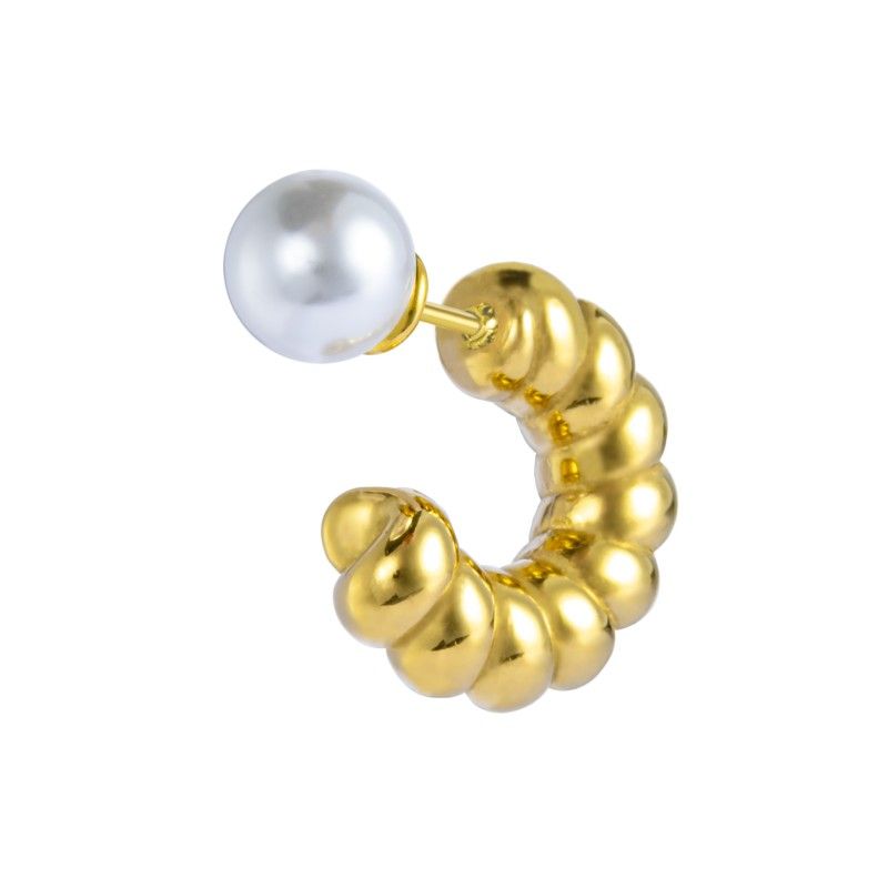 Orecchino a lobo a cerchietto 1,8cm con chiusura perla Marlu