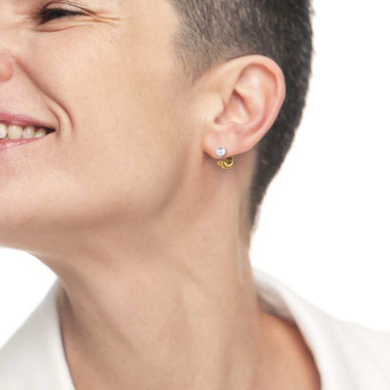 Orecchino a lobo a cerchietto doppio 1,5cm con chiusura perla Marlu' - 33OR0082G