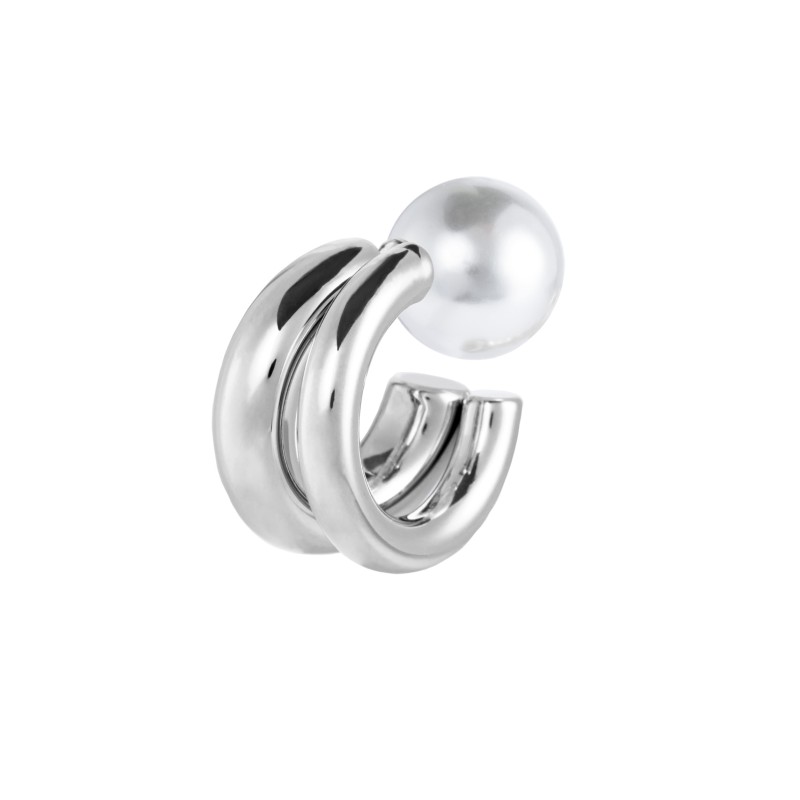 Orecchino a lobo a cerchietto doppio 2,1cm con chiusura perla Marlu' - 33OR0083