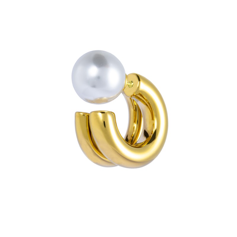 Orecchino a lobo a cerchietto doppio 2,1cm con chiusura perla Marlu' - 33OR0083G