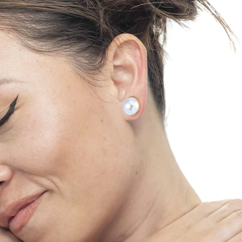 Orecchino a lobo con perla 1,1cm Marlu' - 33OR0093G-W