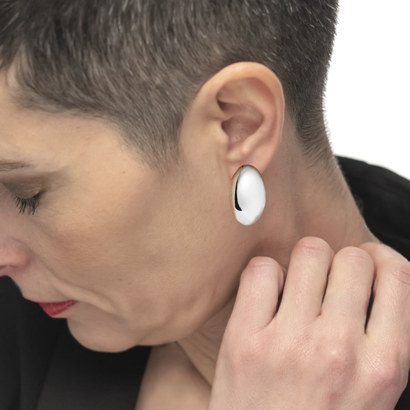 Orecchino a lobo bottone ovale 2,8cm Marlu' - 33OR0096