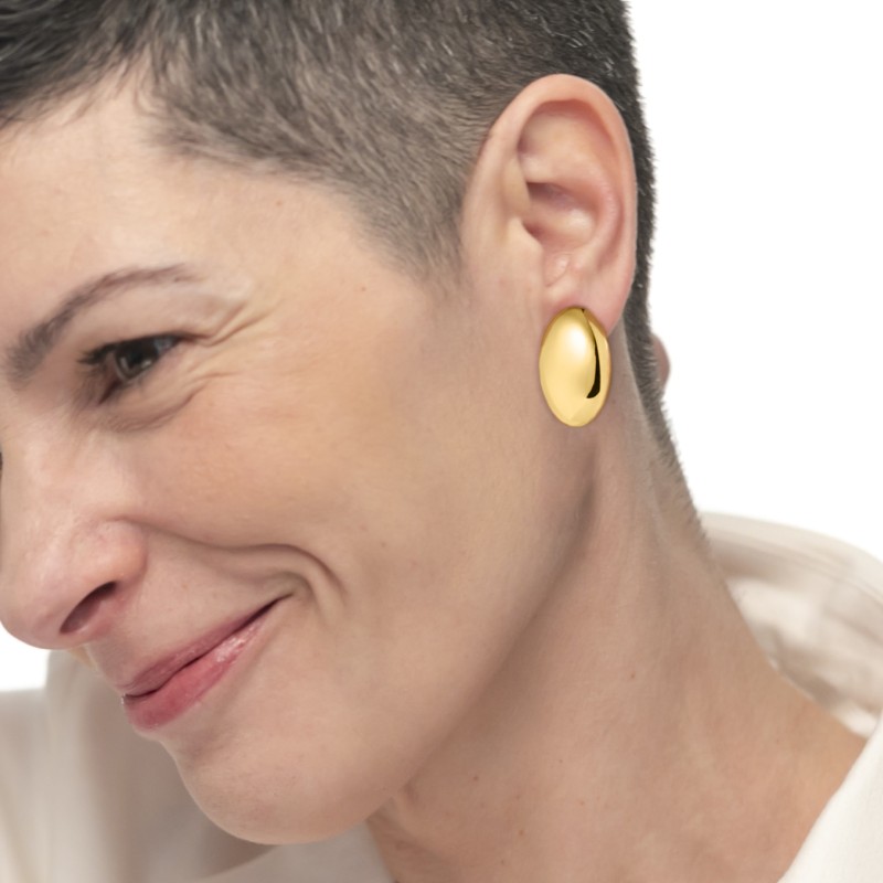 Orecchino a lobo bottone ovale 2,8cm Marlu' - 33OR0096G