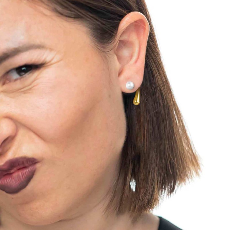 Orecchino a lobo goccia 2,2 cm con chiusura perla Marlu' - 33OR0073G