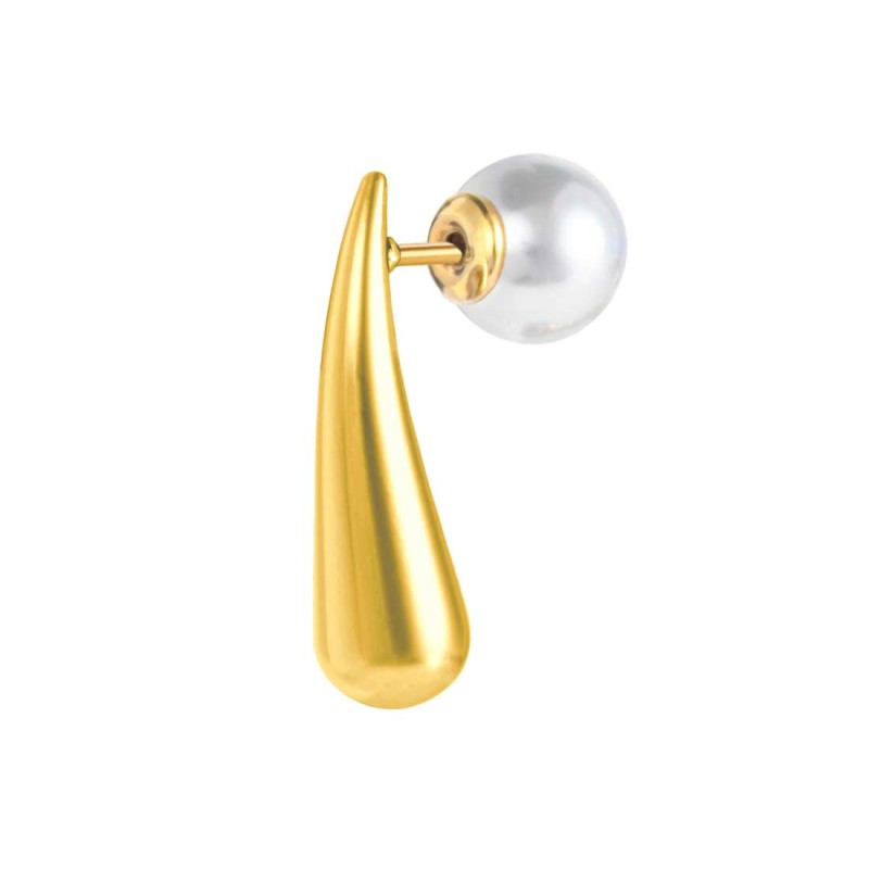 Orecchino a lobo goccia 2,2 cm con chiusura perla Marlu' - 33OR0073G