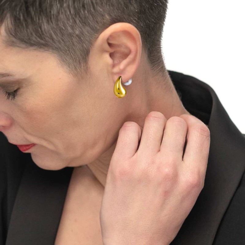 Orecchino a lobo goccia 2,6 cm con chiusura perla Marlu' - 33OR0075G