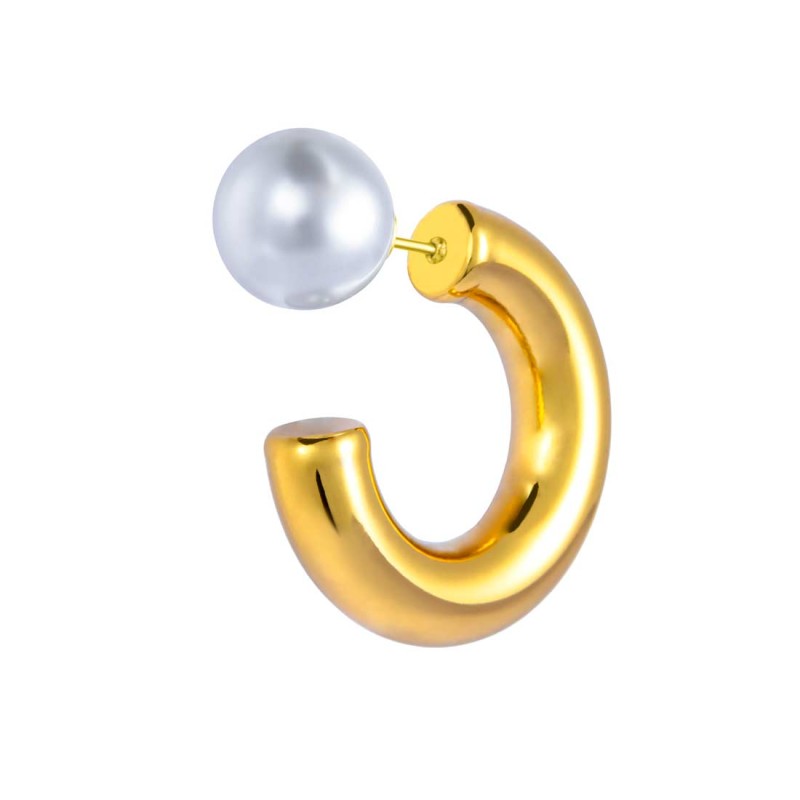 Orecchino a lobo a cerchietto 2,9cm con chiusura perla Marlu' - 33OR0081G