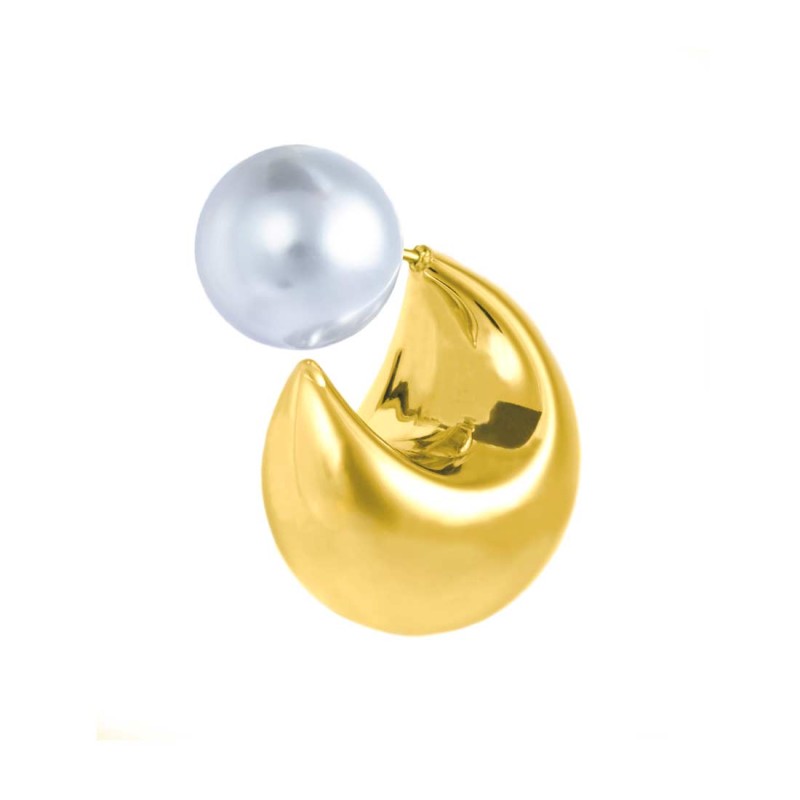 Orecchino a lobo a cerchietto aperto bombato 2,2cm con chiusura perla Marlu' - 33OR0084G