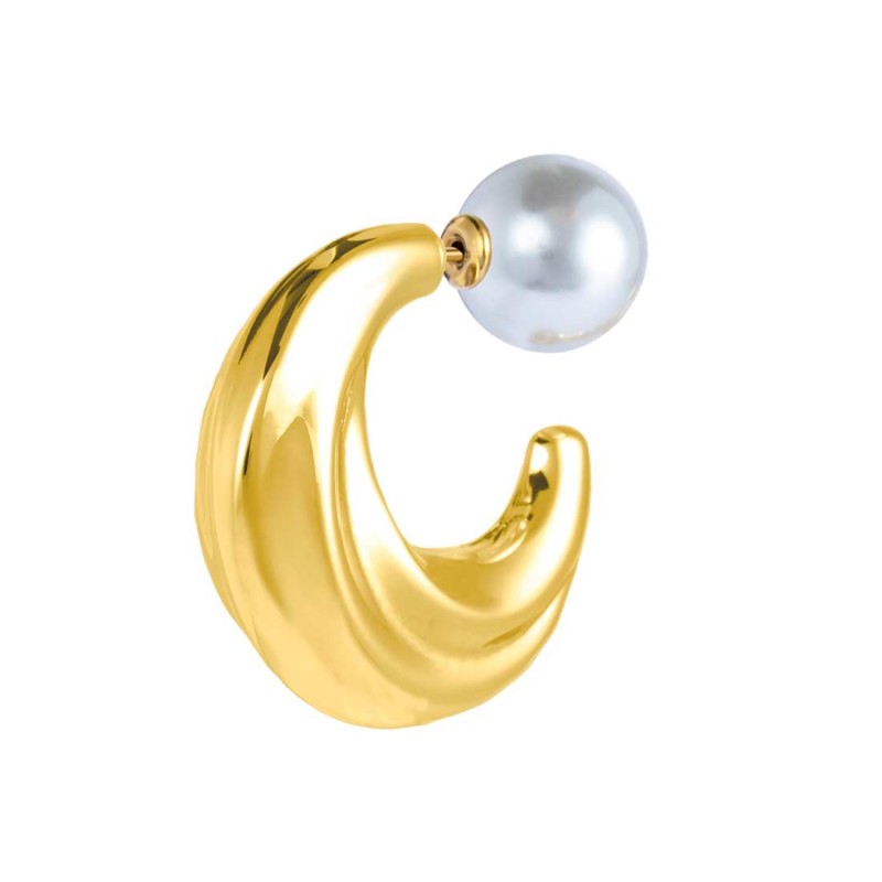 Orecchino a lobo a cerchietto aperto bombato 2,2cm con chiusura perla Marlu' - 33OR0085G