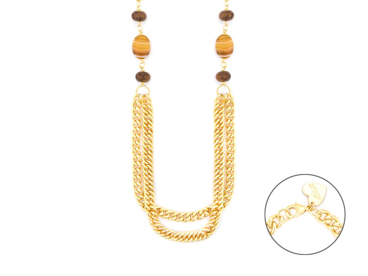 Collana Donna 4us paciotti ROND BRONZITE E AGATA