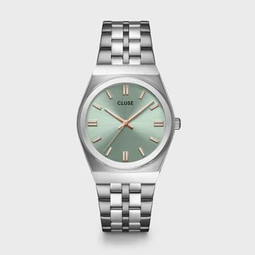 Orologio Cluse Donna Retro 70's Watch Steel, Sage Green, Silver Colour
