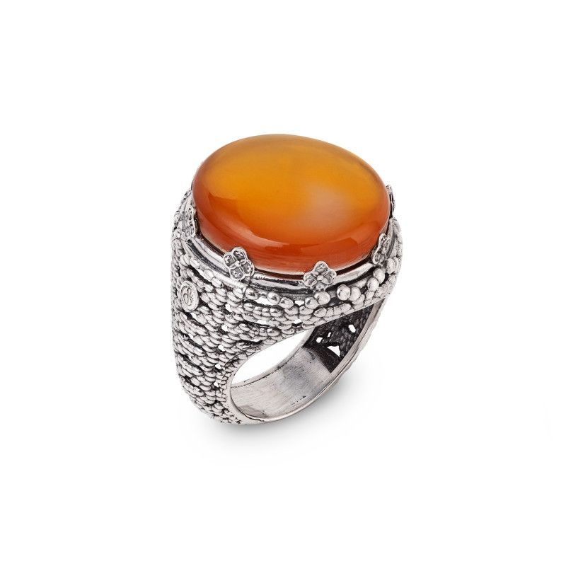 Anello con pietra liscia Ninfea Chiusa - Gerardo Sacco