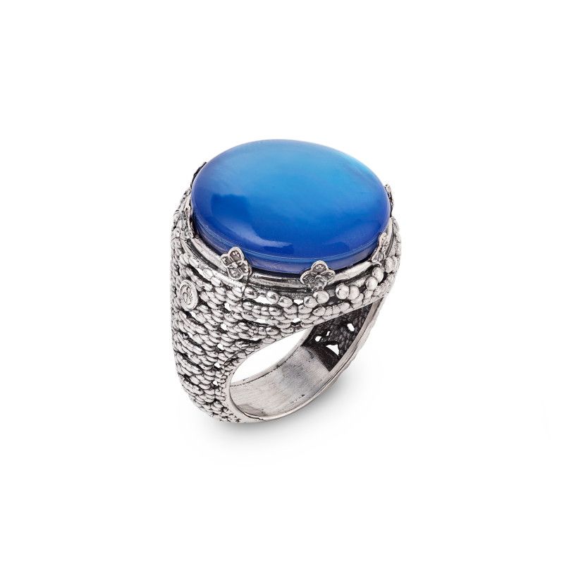 Anello con pietra liscia Ninfea Chiusa - Gerardo Sacco