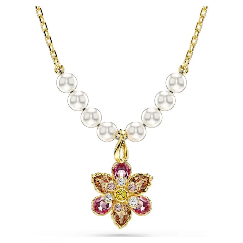 Pendente Idyllia Crystal Pearl, Taglio misto, Fiore, Multicolore Swarovski