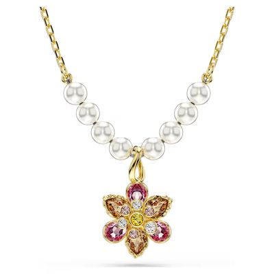 Pendente Idyllia Crystal Pearl, Taglio misto, Fiore, Multicolore Swarovski