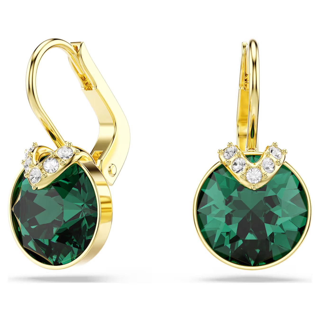Orecchini pendenti Bella V Taglio Round, Verdi Swarovski