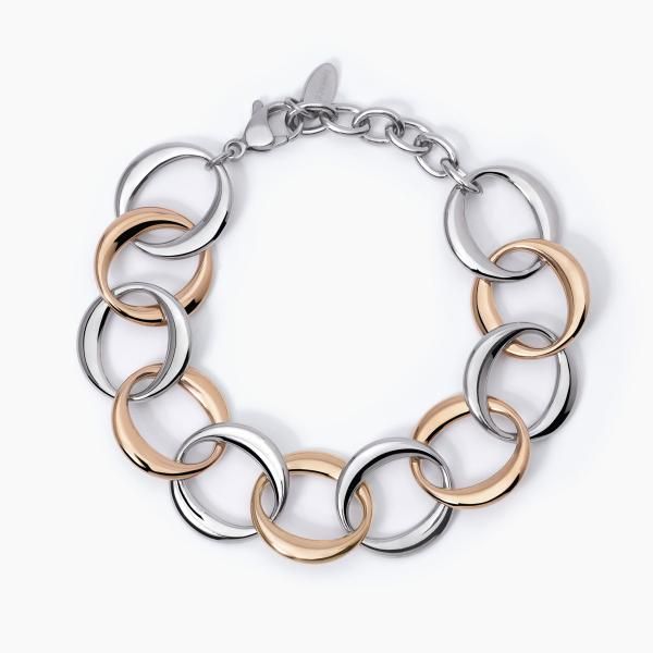 Bracciale in acciaio con elementi tondi - 2Jewels
