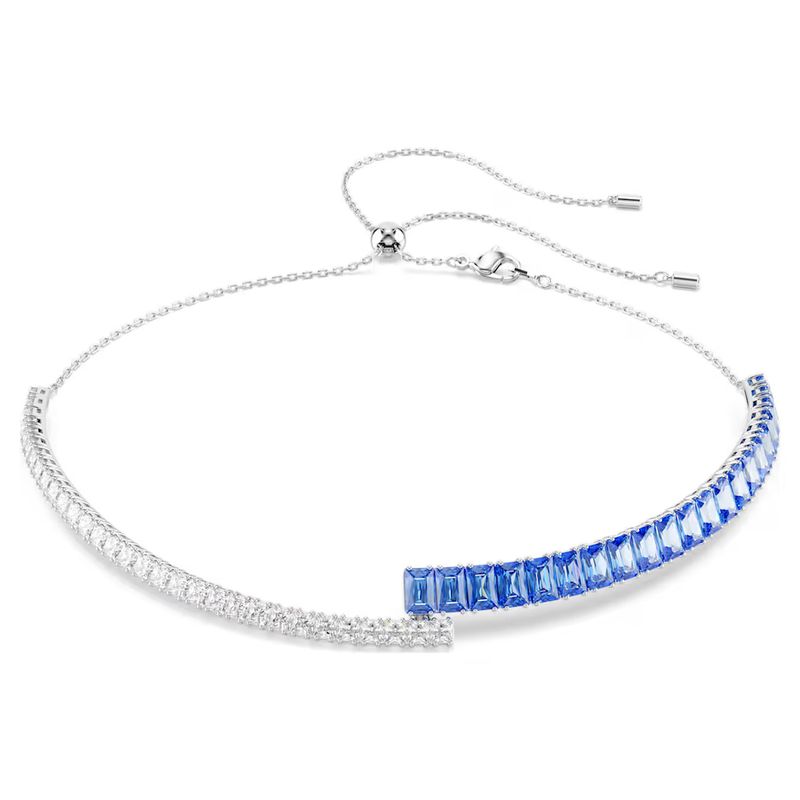 Girocollo Matrix Taglio misto, Blu, Placcato rodio Swarovski