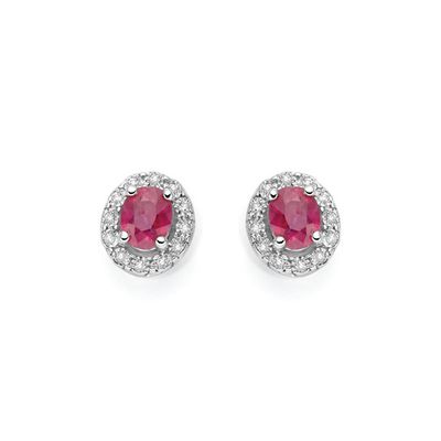 Orecchini Con Rubino e diamanti DonnaOro Luce