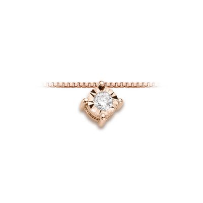 Pendente Con Griffe In Oro Rose' E Diamante DonnaOro Luce Pendente Con Griffe In Oro Rose' E Diamante DonnaOro Luce