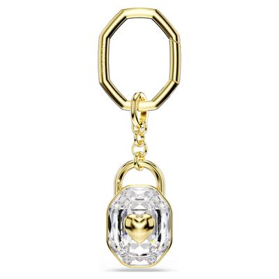 Portachiavi Taglio Oval, Bianco, Placcato color oro Swarovski