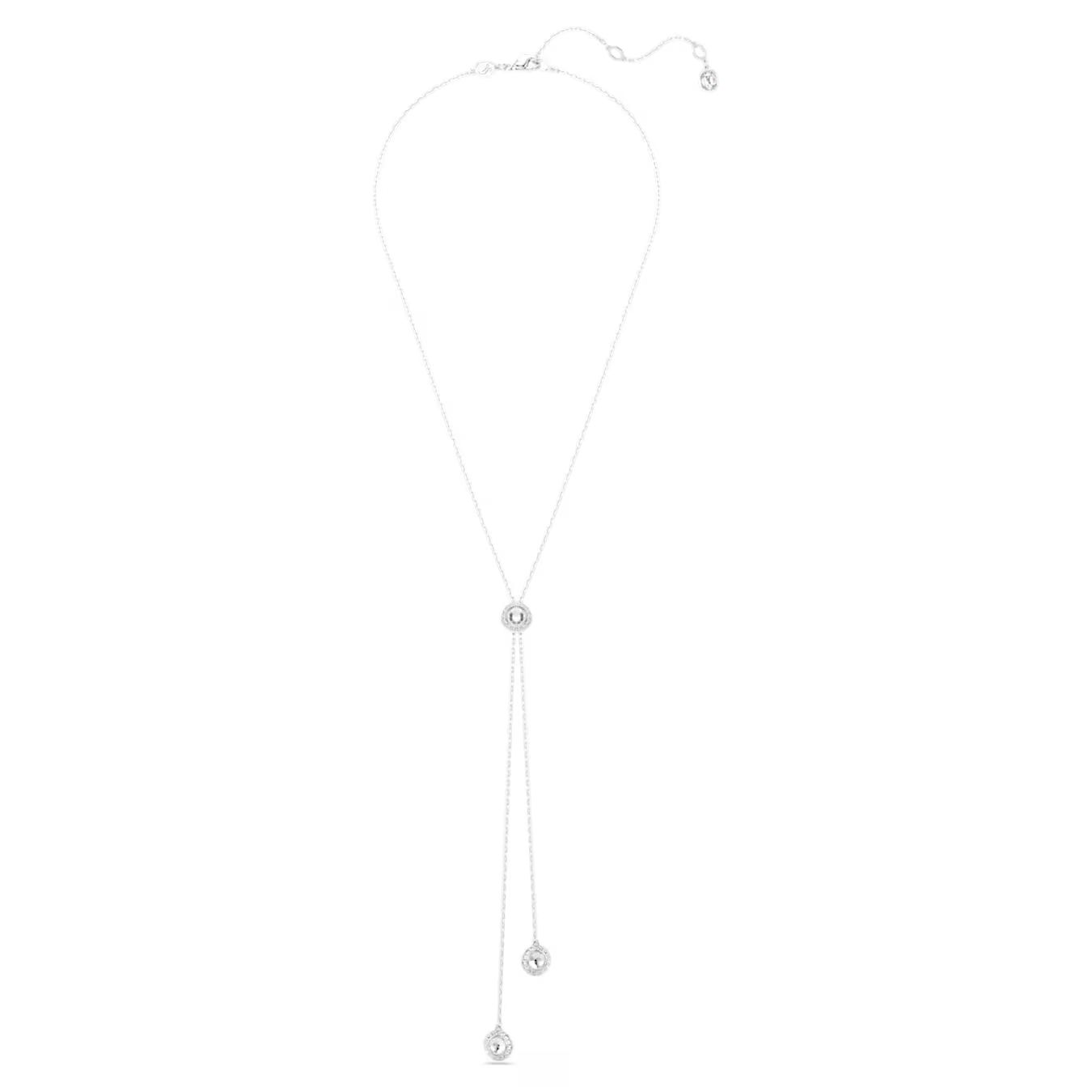 Pendente a Y Una Angelic Taglio Round, Bianco, Placcato rodio Swarovski