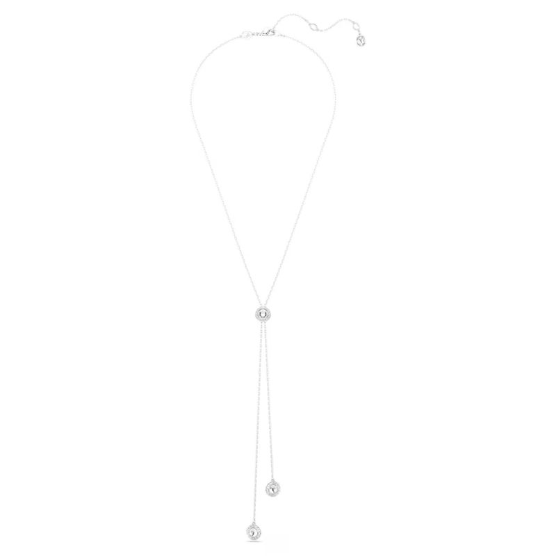 Pendente a Y Una Angelic Taglio Round, Bianco, Placcato rodio Swarovski