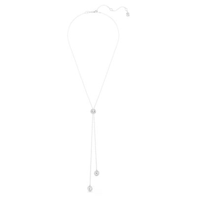 Pendente a Y Una Angelic Taglio Round, Bianco, Placcato rodio Swarovski