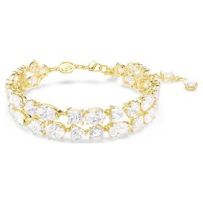 Braccialetto Mesmera Taglio misto, Bianco, Placcato color oro Swarovski