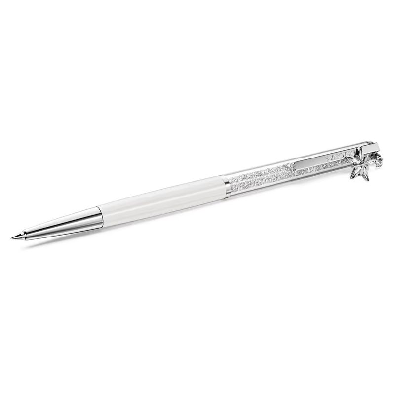 Penna a sfera Crystalline Bianco, Laccato bianco, cromato Swarovski