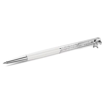 Penna a sfera Crystalline Bianco, Laccato bianco, cromato Swarovski