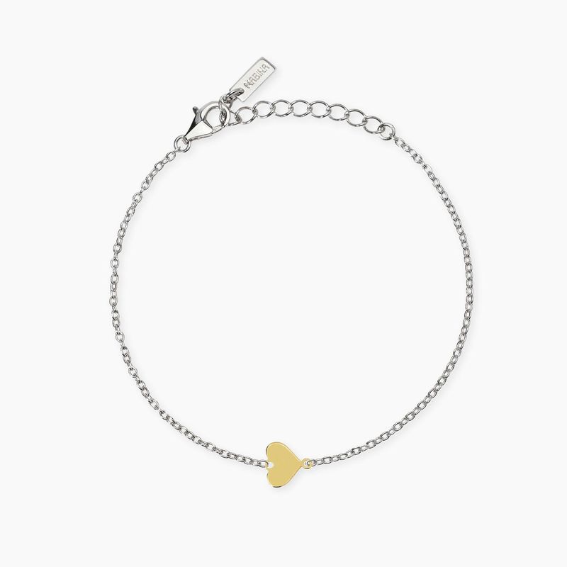 Bracciale in argento e cuore in oro 9K PETIT AMOUR Mabina