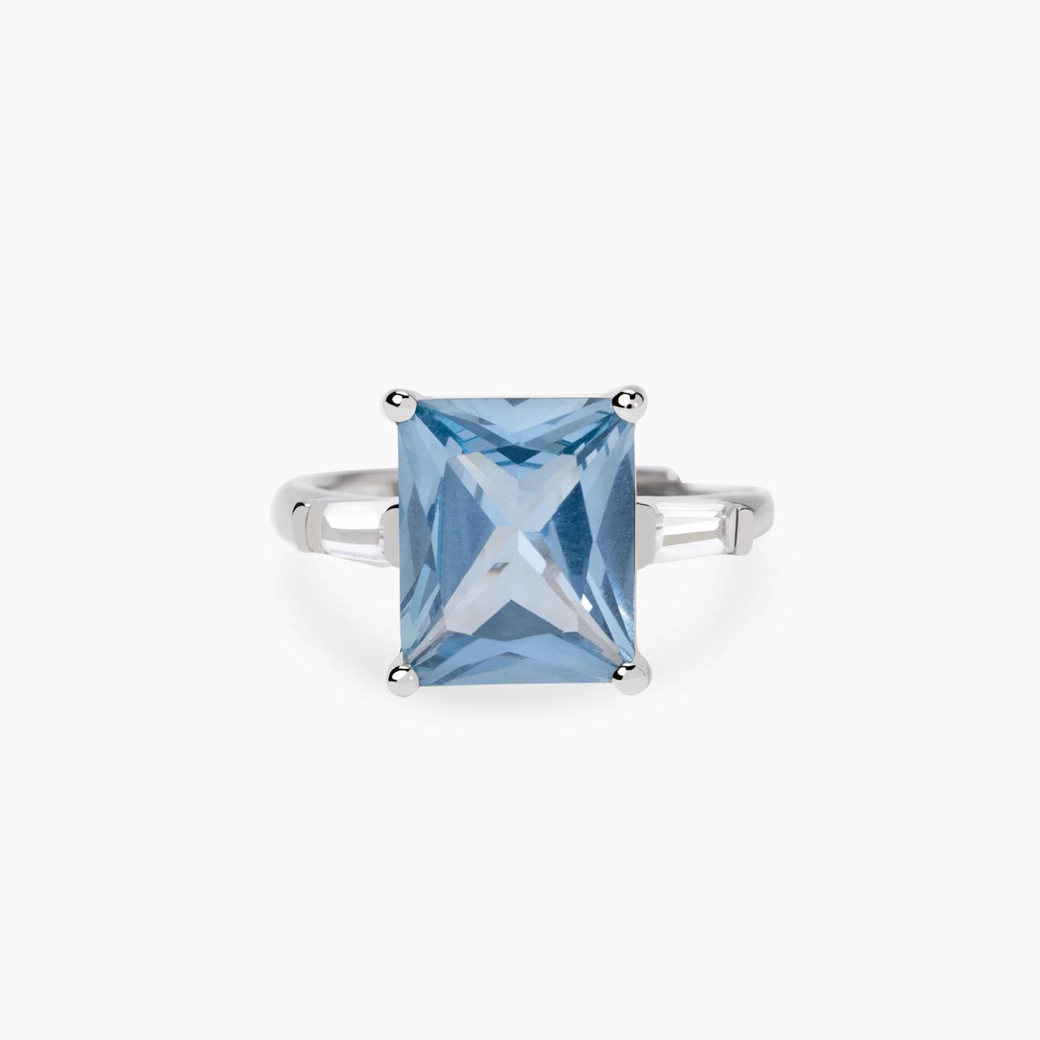 Anello con acquamarina sintetica BATTITO Mabina